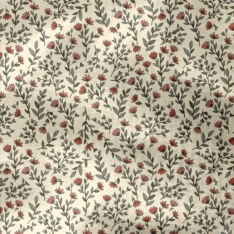 Printed Double Gauze MADELEINE Ecru / Green